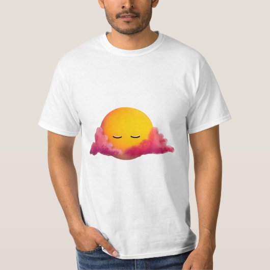 Sleepy Sunset – Roze wolk esthetisch T-shirt (Voorkant)