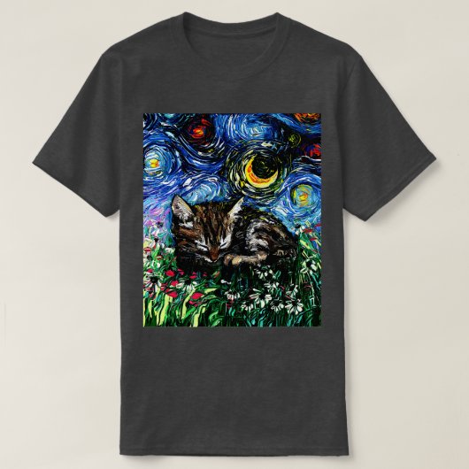 Sleepy Tabby Kitten Night T-shirt (Design voorkant)