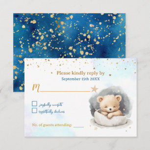 Sleepy Teddy Bear Boy Baby shower Response Kaart