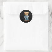 Sleepy Teddy Bear In Comfy Pajamas For Boys And Gi Ronde Sticker (Tas)