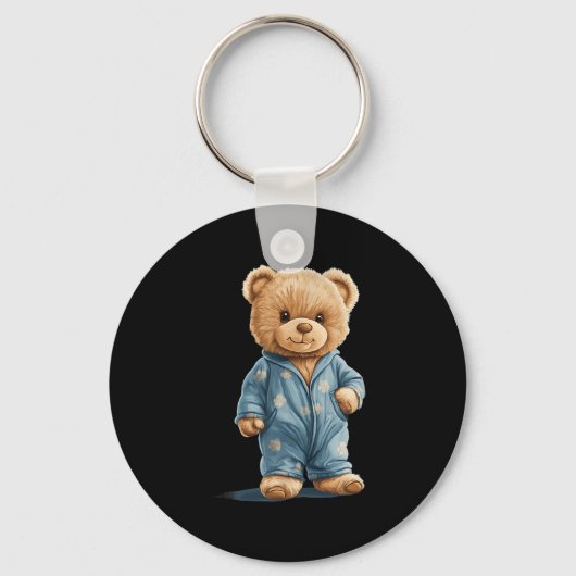 Sleepy Teddy Bear In Comfy Pajamas For Boys And Gi Sleutelhanger (Voorkant)