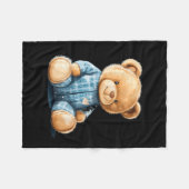 Sleepy Teddy Bear In Cute Pajama Outfit Fleece Deken (Voorkant (Horizontaal))