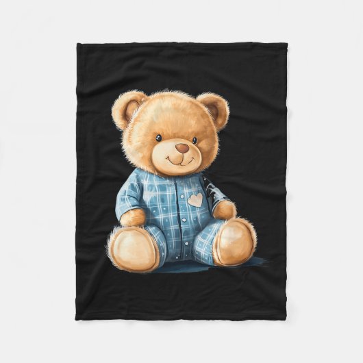 Sleepy Teddy Bear In Cute Pajama Outfit Fleece Deken (Voorkant)