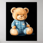 Sleepy Teddy Bear In Cute Pajama Outfit  Poster (Voorkant)