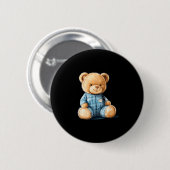 Sleepy Teddy Bear In Cute Pajama Outfit Ronde Button 5,7 Cm (Voorkant /achterkant)