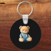 Sleepy Teddy Bear In Cute Pajama Outfit Sleutelhanger (Voorkant)