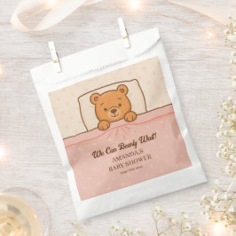 Sleepy Teddy Bear Light Pink Baby Shower Bedankzakje