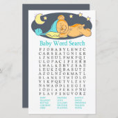 Sleepy teddy beer Baby shower Word Search Game (Voorkant / Achterkant)
