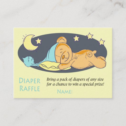 Sleepy teddy beer Diaper Raffle Tickets (Voorkant)