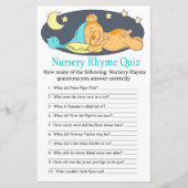 Sleepy teddy beer Nursery Rhyme Quiz baby shower g (Voorkant)