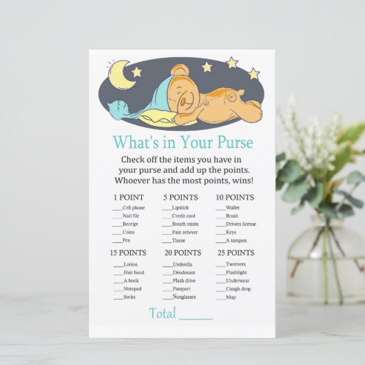 Sleepy teddy beer Wat zit er in je handtas? (Staand voorkant)