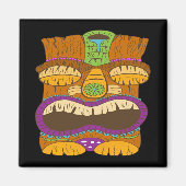 Sleepy Tiki standbeeld met open mond, grappig zwar Magneet (Voorkant)