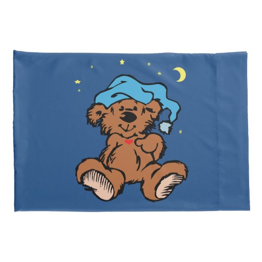 Sleepy Time Teddy Bear Blue Night Pet Kussensloop (Achterkant-Rechts)