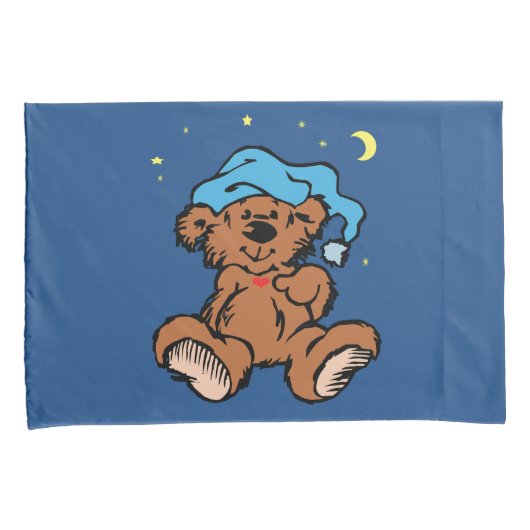 Sleepy Time Teddy Bear Blue Night Pet Kussensloop (Voorkant-Rechts)