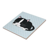 Sleepy Tuxedo Cat Tegeltje (Zijkant)