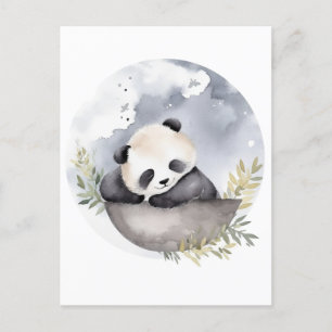 Sleepy Waterverf Baby Panda Beer Briefkaart