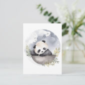 Sleepy Waterverf Baby Panda Beer Briefkaart (Staand voorkant)