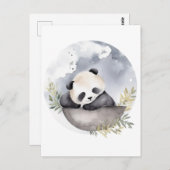 Sleepy Waterverf Baby Panda Beer Briefkaart (Voorkant / Achterkant)