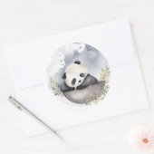 Sleepy Waterverf Baby Panda Beer Ronde Sticker (Envelop)