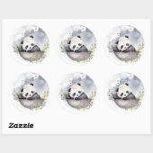 Sleepy Waterverf Baby Panda Beer Ronde Sticker (Vel)