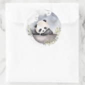 Sleepy Waterverf Baby Panda Beer Ronde Sticker (Tas)