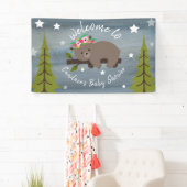 Sleepy Waterverf Bloemen Beer Baby shower Spandoek (Insitu)