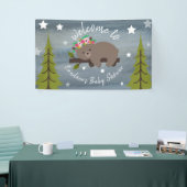 Sleepy Waterverf Bloemen Beer Baby shower Spandoek (Beurs)