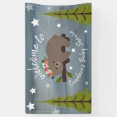 Sleepy Waterverf Bloemen Beer Baby shower Spandoek (Verticaal)