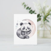 Sleepy Waterverf Moon Baby Panda Beer Briefkaart (Staand voorkant)