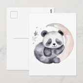Sleepy Waterverf Moon Baby Panda Beer Briefkaart (Voorkant / Achterkant)