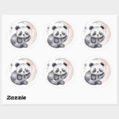 Sleepy Waterverf Moon Baby Panda Beer Ronde Sticker (Vel)