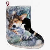 Sleepy Welsh Corgi Puppy Grote Kerstsok (Voorkant)