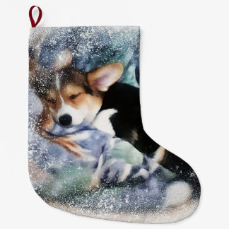 Sleepy Welsh Corgi Puppy Grote Kerstsok