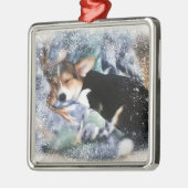 Sleepy Welsh Corgi Puyppy Metalen Ornament (Links)