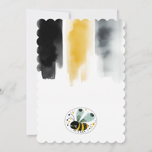 Sleepy Whimsical Bee verjaardagsfeestje uitnodigin Kaart (Achterkant)