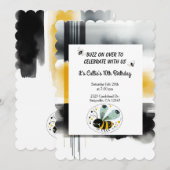 Sleepy Whimsical Bee verjaardagsfeestje uitnodigin Kaart (Voorkant / Achterkant)