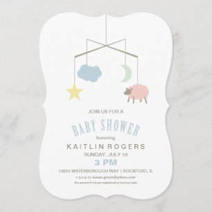 Sleepy Wieg Mobile Baby shower Invitation Kaart