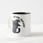 Sleepy Witch Cat Zzz Halloween Tweekleurige Koffiemok (Voorkant links)