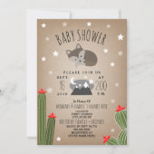 Sleepy Wolf Pup Desert Mountains Baby shower Kaart (Voorkant)