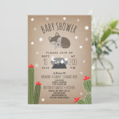 Sleepy Wolf Pup Desert Mountains Baby shower Kaart (Staand voorkant)