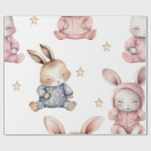 Sleepyhead Waterverf Bunny Baby shower Pattern Cadeaupapier (Vlak)