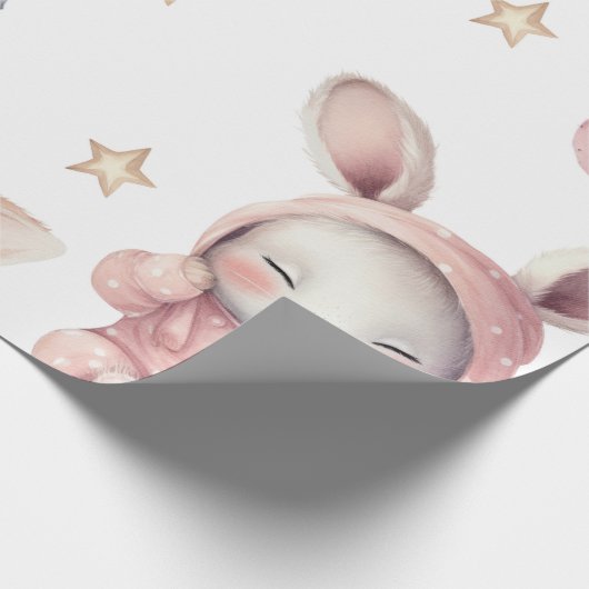 Sleepyhead Waterverf Bunny Baby shower Pattern Cadeaupapier (Hoek)