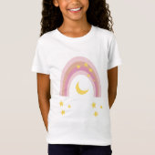 'Sleepytime Rainbow', Meisjes Schattige Boho Pink  T-shirt (Voorkant)