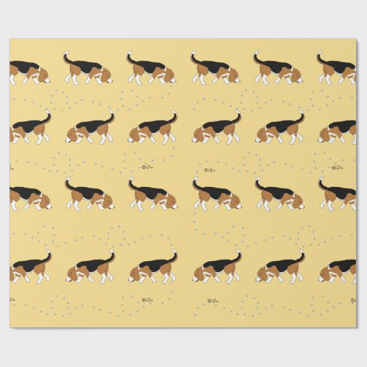 Sleepytown Beagles Wrapping Paper (Geel BG) Cadeaupapier (Vlak)