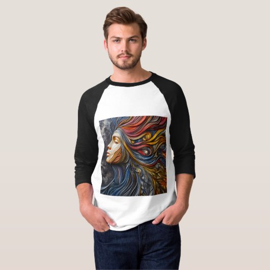 Sleeve Raglan T-shirt met een art expressie -5 (Voorkant volledig)