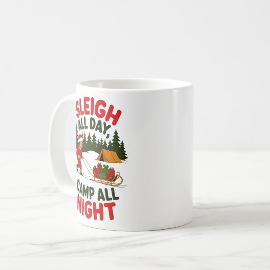 Sleigh All Day Camp All Night Christmas Design Koffiemok (Voorkant links)