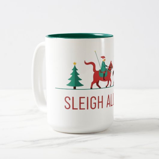 Sleigh All Day Christmas Tweekleurige Koffiemok (Voorkant links)