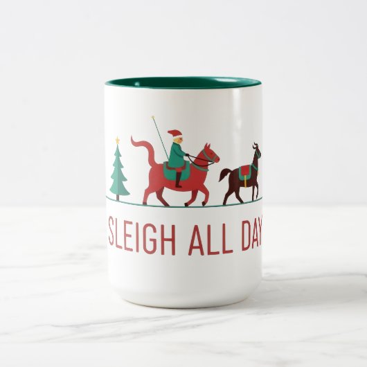 Sleigh All Day Christmas Tweekleurige Koffiemok (Center)