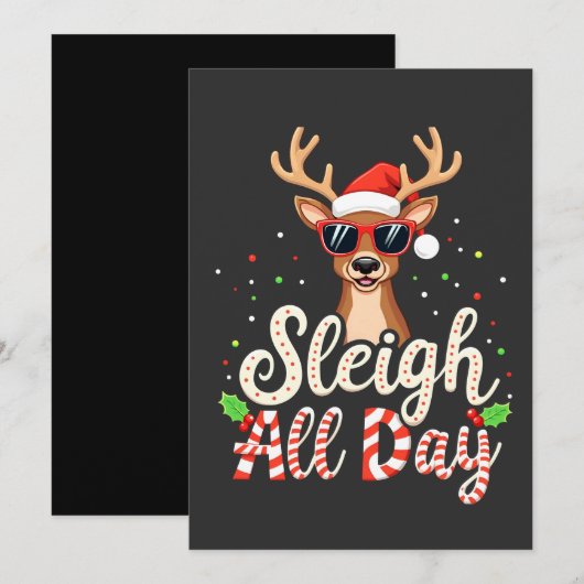 Sleigh All Day Grappige Rendieren Kerstliefhebbers Kaart (Voorkant / Achterkant)