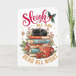 Sleigh All Day Lees All Night Feestdagen Kaart
